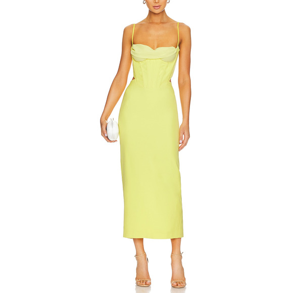 Bardot 'Martini' Yellow Polyester Midi Dress Size S - Picture 1 of 4